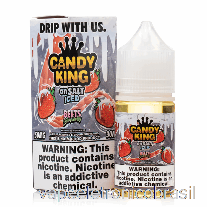 Vape Eletronico Iced Belts Morango - Candy King On Salt - 30ml 50mg